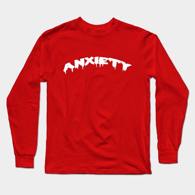 Anxiety Graphic Novelty Design in White Long Sleeve T-Shirt by CatsandBats